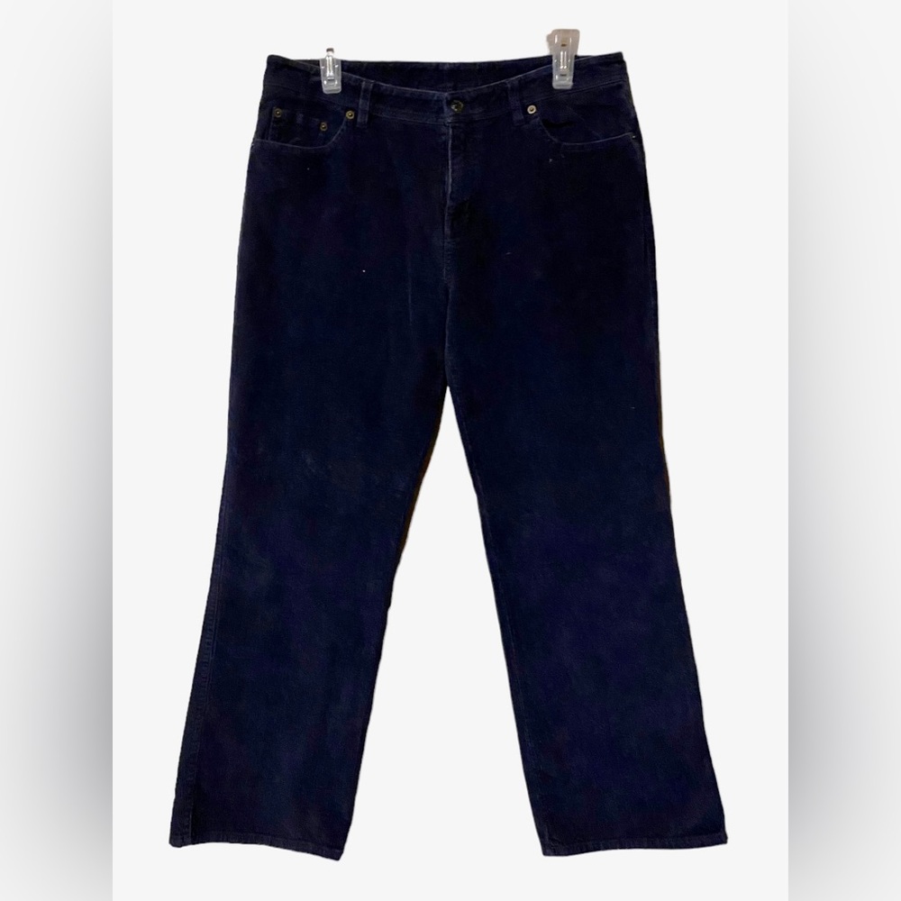 Garnet Hill Corduroy Pants Women’s 10 Petite Dark Blue 100% Cotton Straight Leg